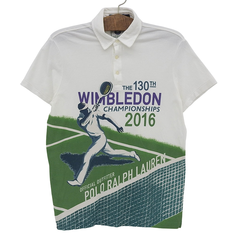 ポロ ラルフローレン コットン Wumbledon Canmpionships 2016 グラフィック ポロシャツ メンズ ホワイト M 779895751001 M