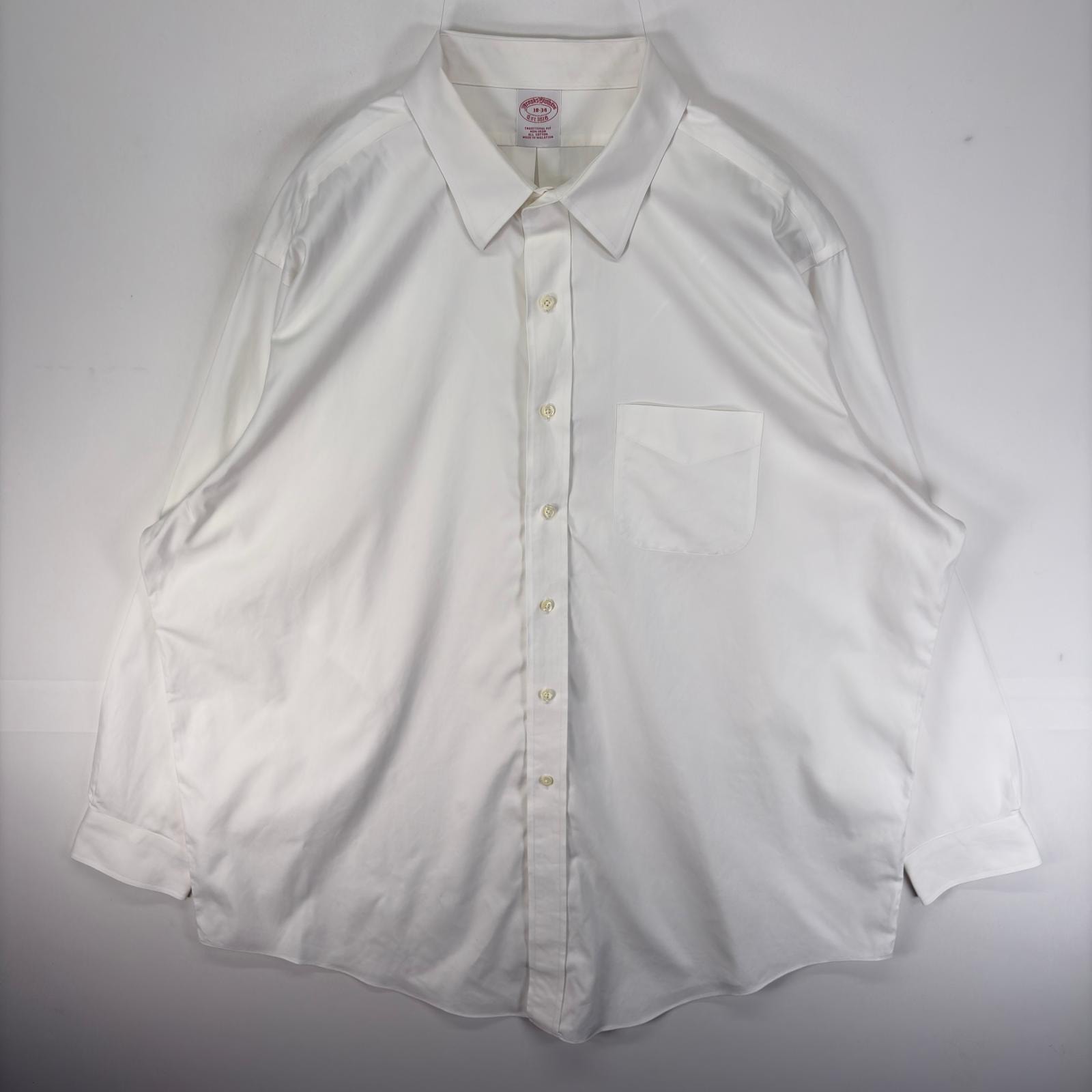 古着 ブルックスブラザーズ Brooks Brothers 長袖シャツ 胸ポケット 2XL  ホワイト系 無地 メンズ