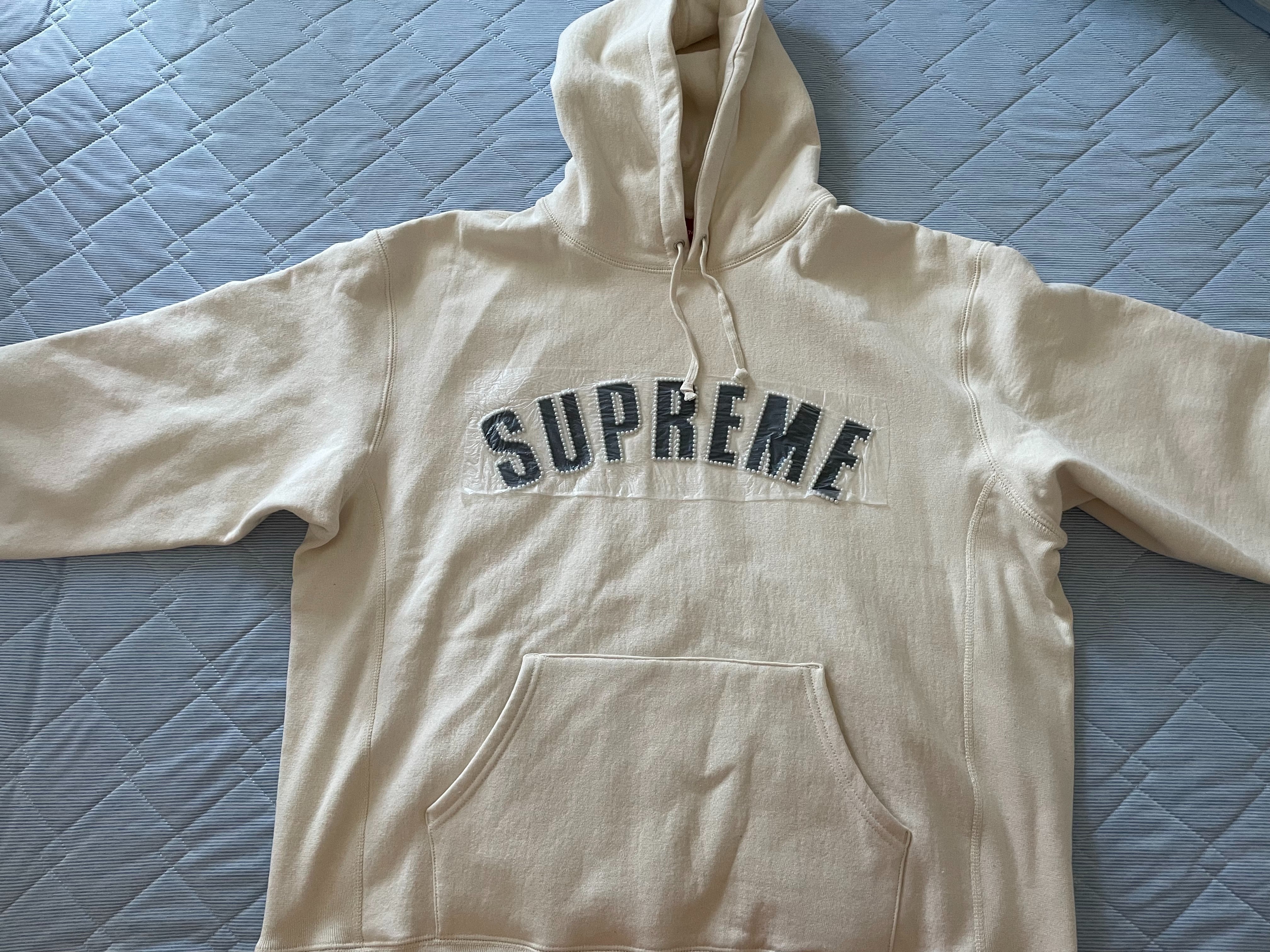 Supreme Pearl Logo Hooded Sweatshirt "Natural"