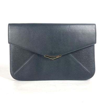 フェンディ FENDI トゥージュール 8M0312 フラップ ポーチ カバン ストラップ付 クラッチバッグ レザー ブラック