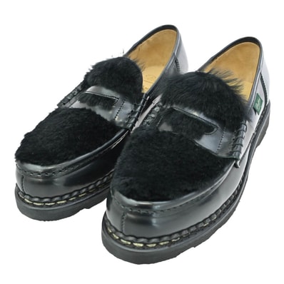 Paraboot パラブーツ その他靴 150119 BEAMSBOY 別注 ORSAY LAPAIN GRIFF NOIRE GLOSS オルセー ラパン ファー付き ローファー ブラック系 4【中古】