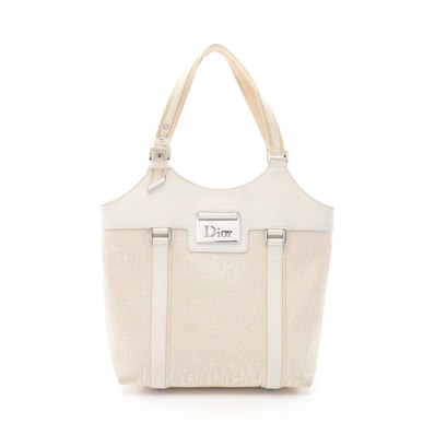 ディオール Dior ストリートシック トロッター ハンドバッグ バッグ キャンバス レザー レディース アイボリー系 / ホワイト系 【中古】