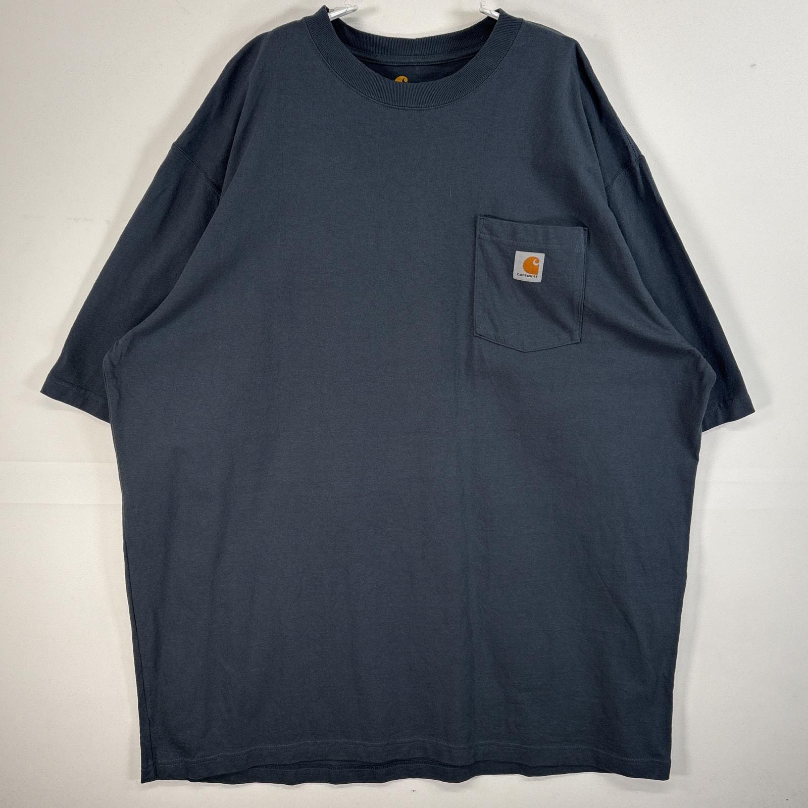 古着 カーハート Carhartt 半袖Tシャツ ワンポイント ロゴ 大きいサイズ 肉厚 クルーネック 2XL TALL  グレー 無地 メンズ