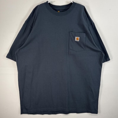 古着 カーハート Carhartt 半袖Tシャツ ワンポイント ロゴ 大きいサイズ 肉厚 クルーネック 2XL TALL グレー 無地 メンズ