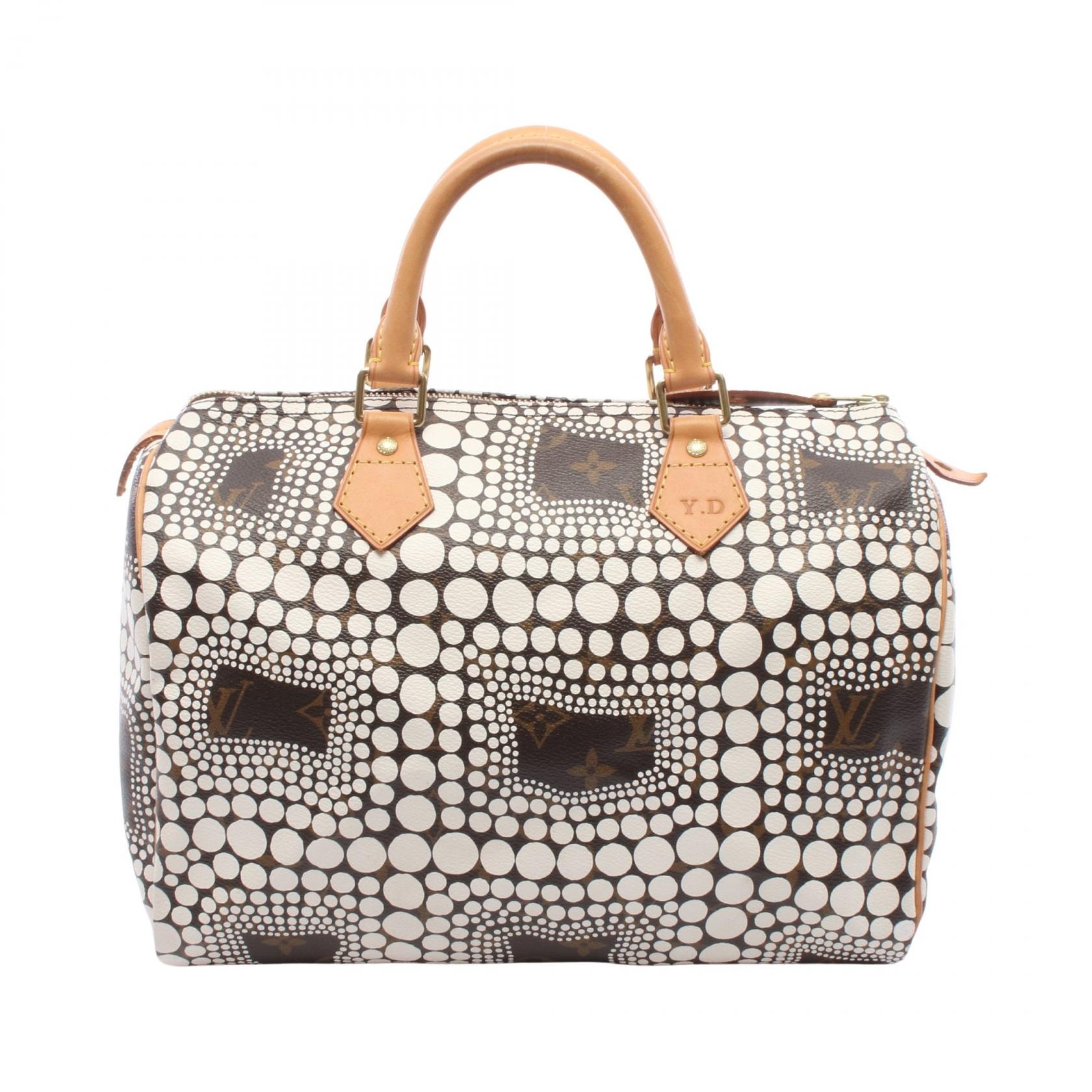 ルイ・ヴィトン LOUIS VUITTON LOUIS VUITTON × yayoi kusama スピーディ30 ハンドバッグ バッグ PVCコーティングキャンバス レザー モノグラムタウン レディース ホワイト系 / ブラウン系 M40690 【中古】