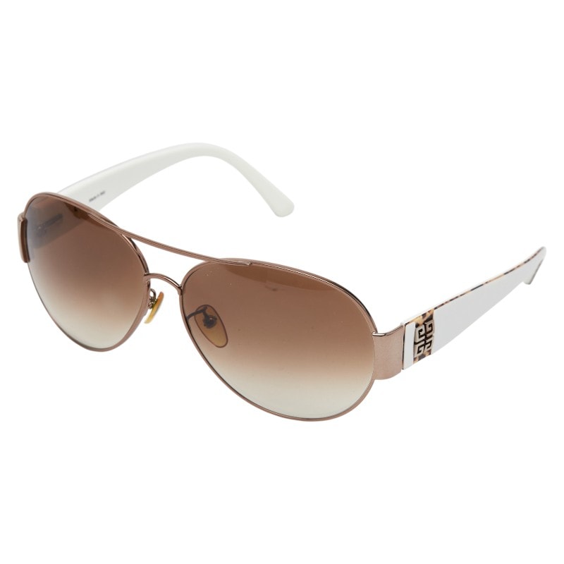 ジバンシー ロゴ サングラス SGV413 ブラウン ホワイト プラスチック レディース Givenchy 【中古】