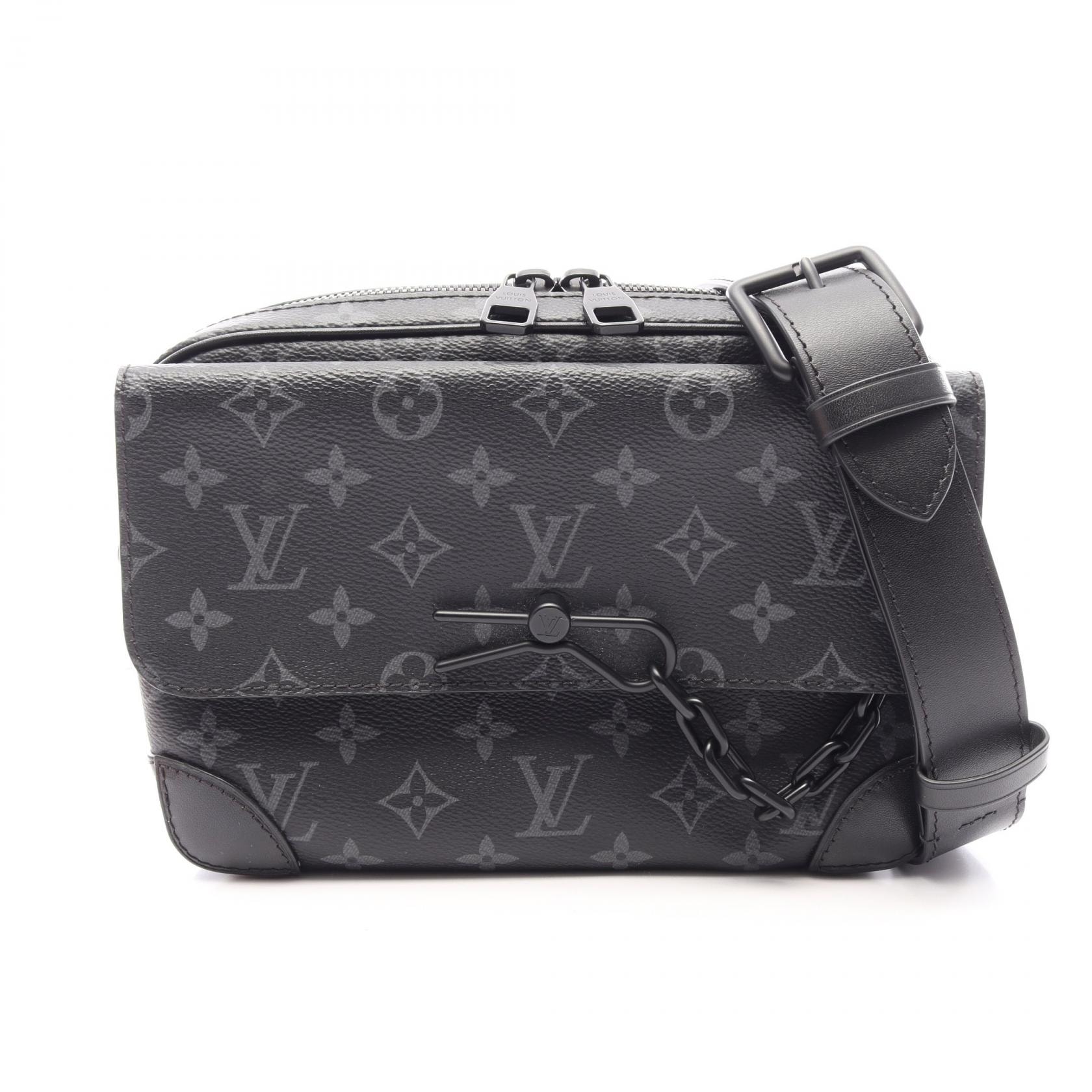 ルイ・ヴィトン LOUIS VUITTON スティーマー メッセンジャー モノグラムエクリプス ショルダーバッグ バッグ PVCコーティングキャンバス レザー メンズ ブラック系 M46795 【中古】