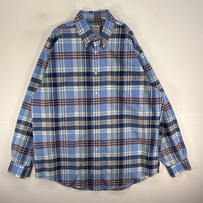古着 ブルックスブラザーズ Brooks Brothers 長袖シャツ チェック MADISON 胸ポケ L ブルー系 マルチカラー メンズ