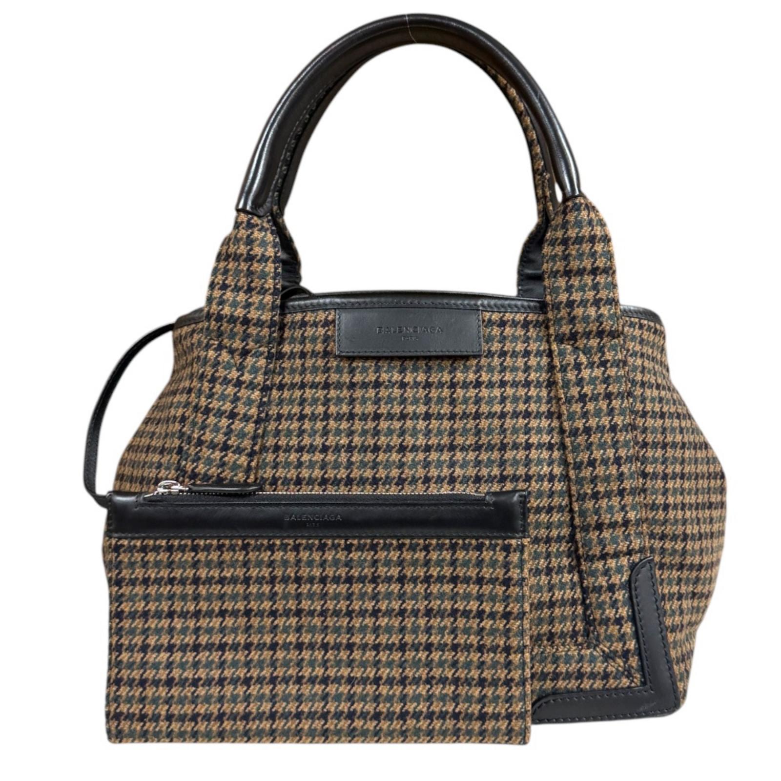 バレンシアガ ネイビーカバスS トートバッグ ウール 339933 ブラウン レディース BALENCIAGA 中古