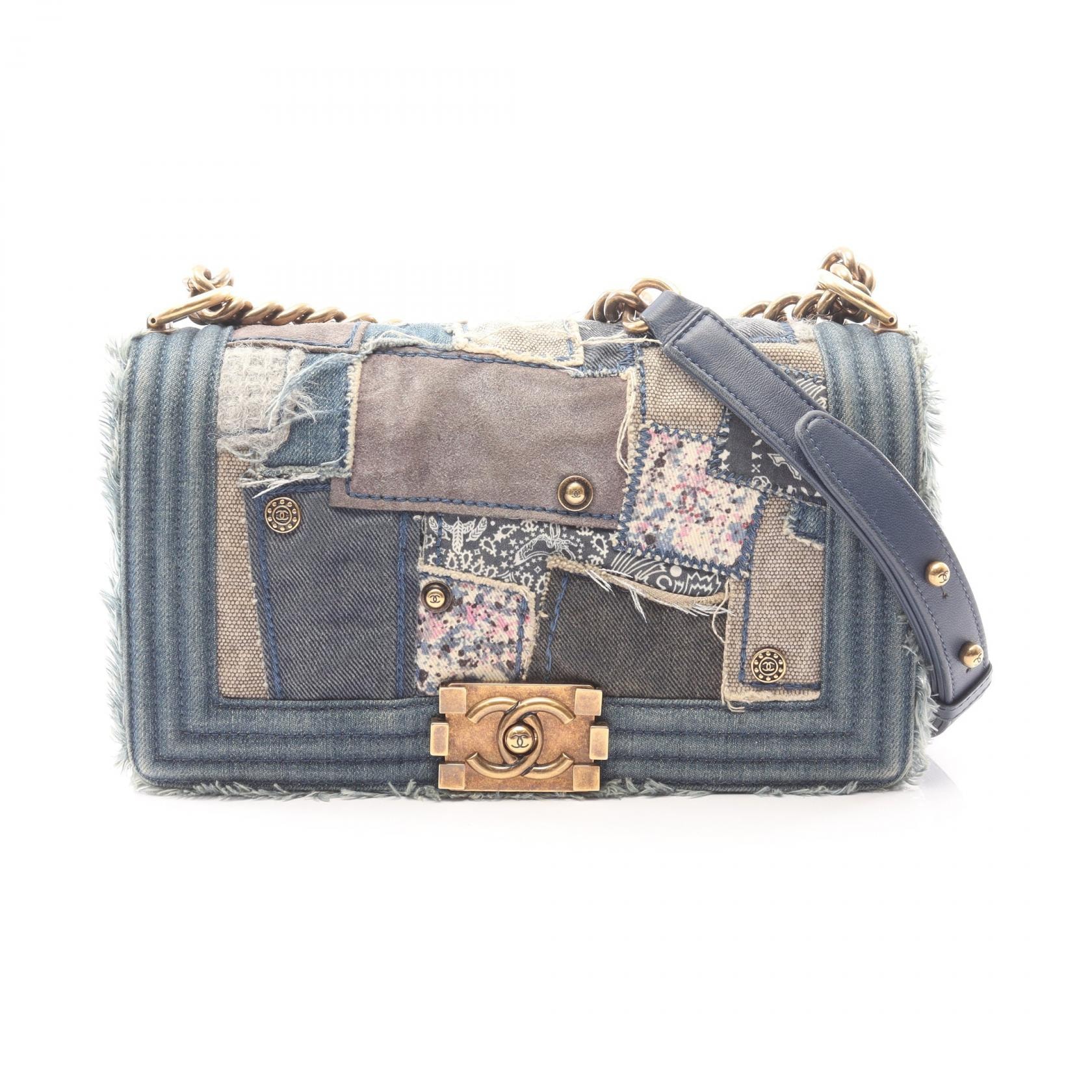 シャネル CHANEL ボーイシャネル パッチワーク ショルダーバッグ バッグ デニム レディース ブルー系 / マルチカラー A67086 【中古】