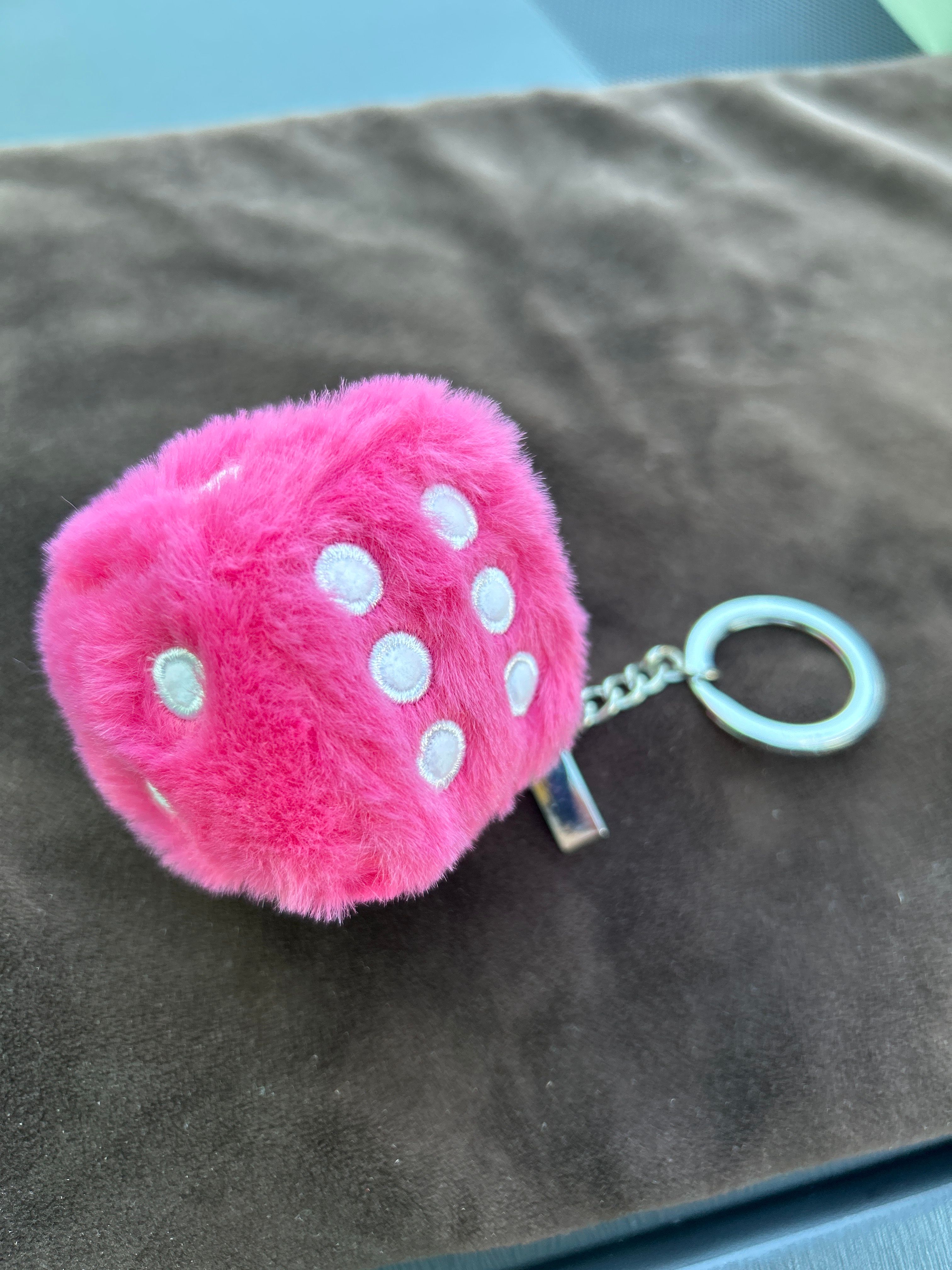 Stussy Fuzzy Dice Keychain "Pink"