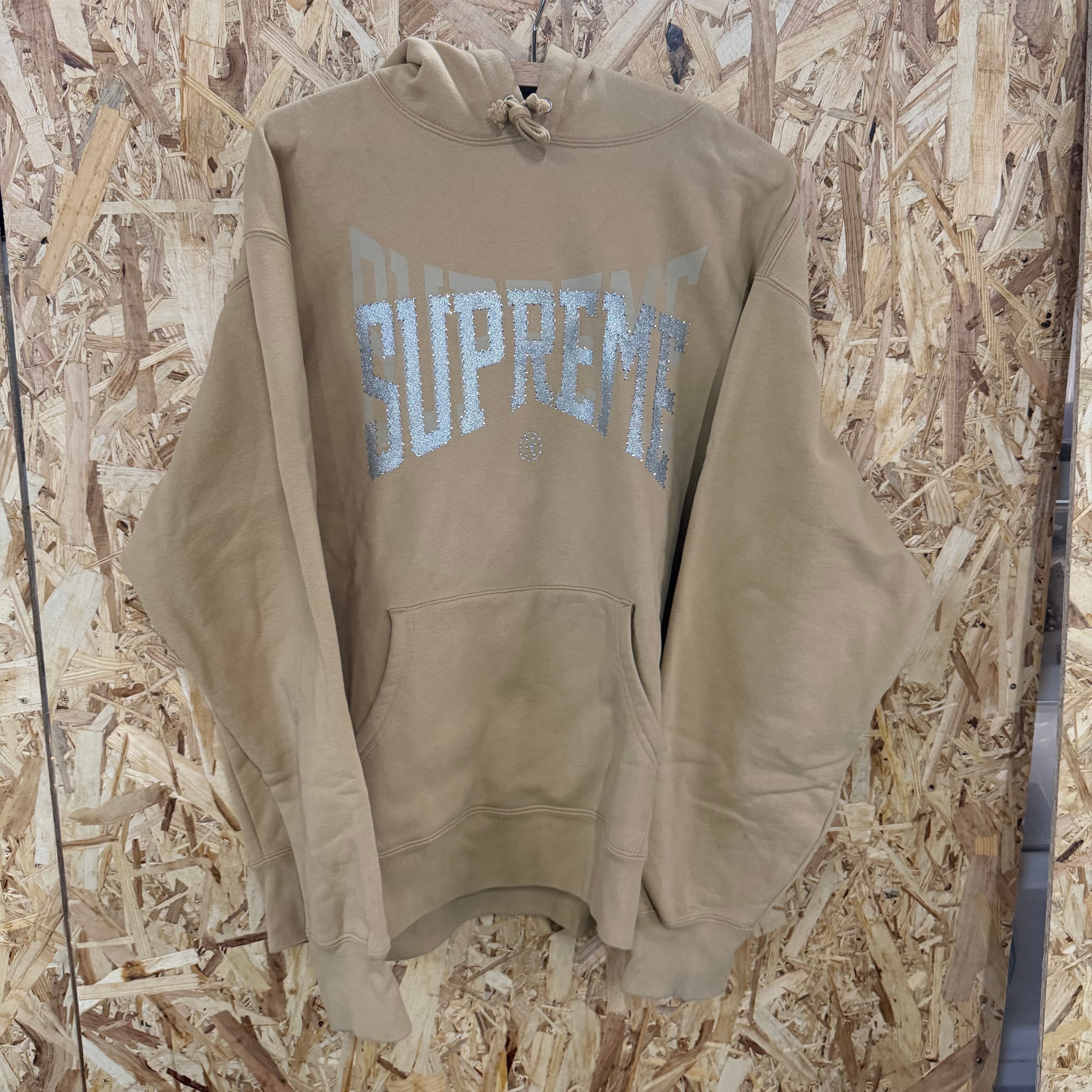 Supreme Rhinestone Shadow Hooded Sweatshirt "Dark Tan"