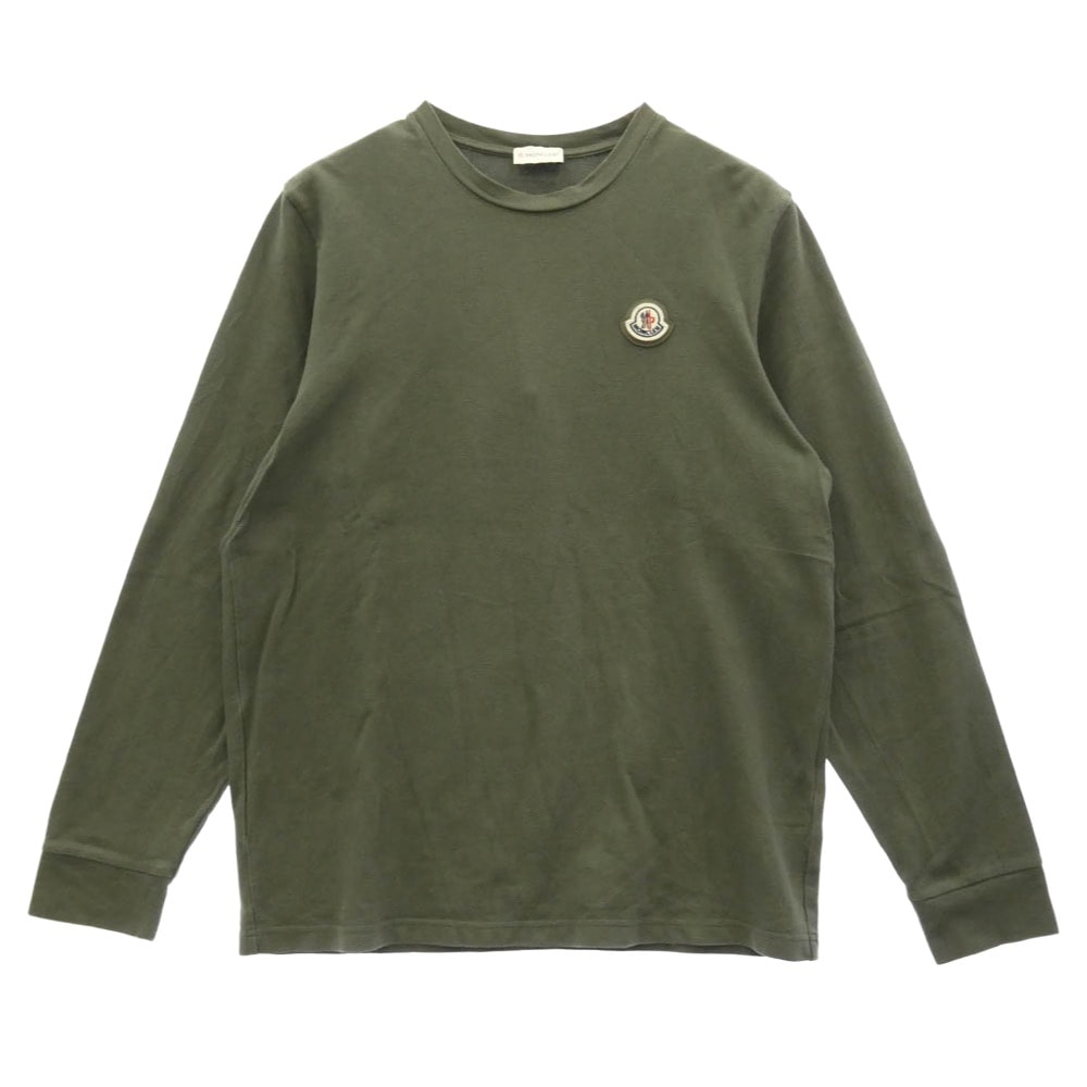 MONCLER モンクレール Tシャツ H20918D00005 LS TSHIRT ロングスリーブ クルーネック ロゴワッペン 長袖 Tシャツ カットソー カーキ カーキ系 M【中古】