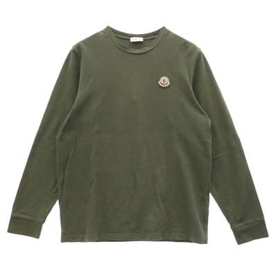 MONCLER モンクレール Tシャツ H20918D00005 LS TSHIRT ロングスリーブ クルーネック ロゴワッペン 長袖 Tシャツ カットソー カーキ カーキ系 M【中古】