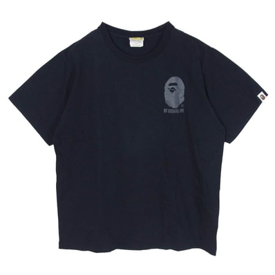 A BATHING APE アベイシングエイプ Tシャツ ロゴプリント クルーネック 半袖 Tシャツ ブラック系 L【中古】