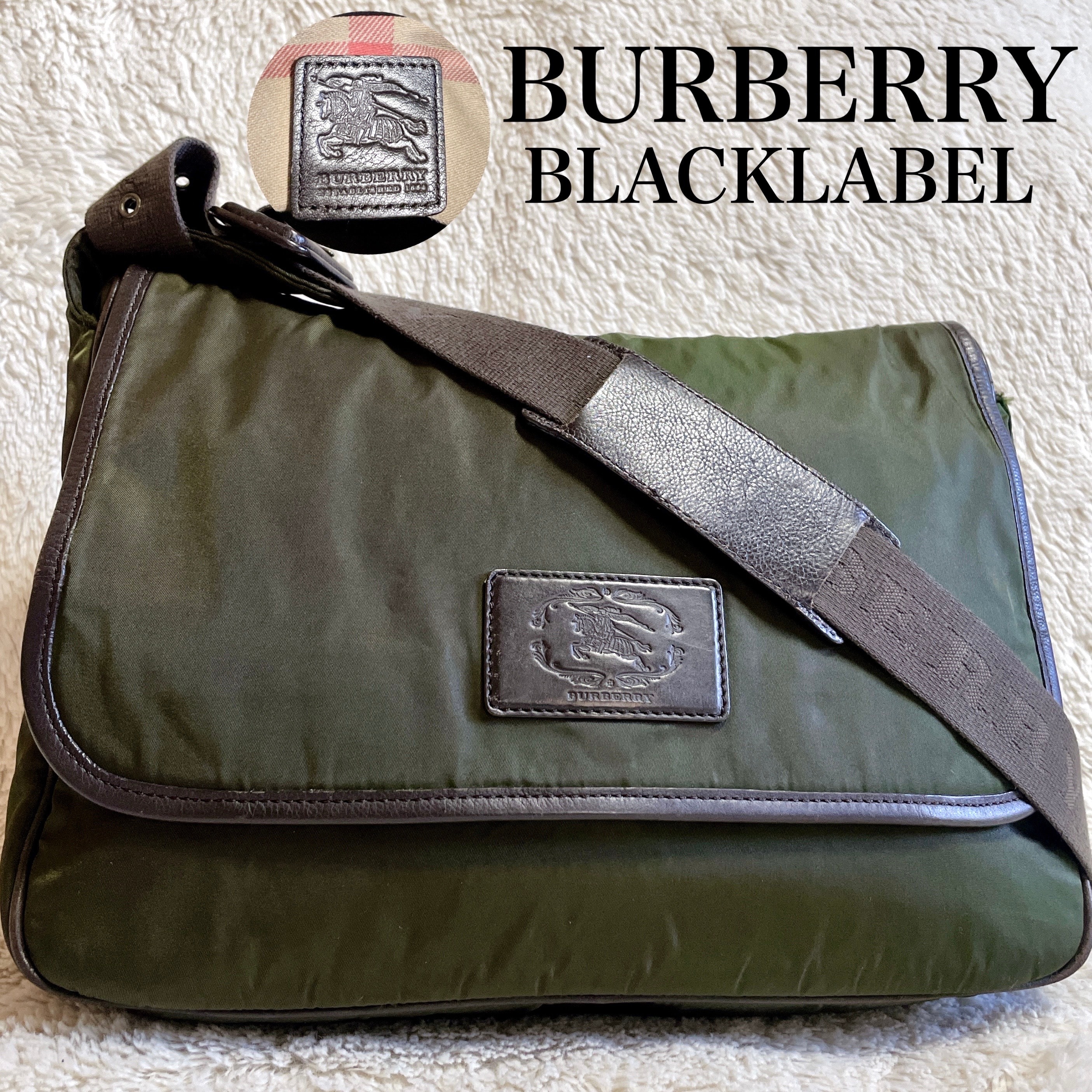 バーバリーブラックレーベル メガチェック メッセンジャーバッグ ショルダーバッグ