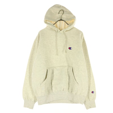 Champion チャンピオン 00s 裏起毛 ワンポイントロゴ 長袖 パーカー M グレー系 オールド