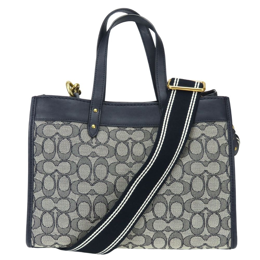 【中古】 コーチ ハンドバッグ シグネチャー C3282 キャンバス レザー ネイビー グレー系 2WAY 斜め掛け ショルダー レディース 女性 COACH