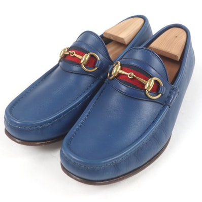 美品 グッチ
ローファー ブルー メンズ 6