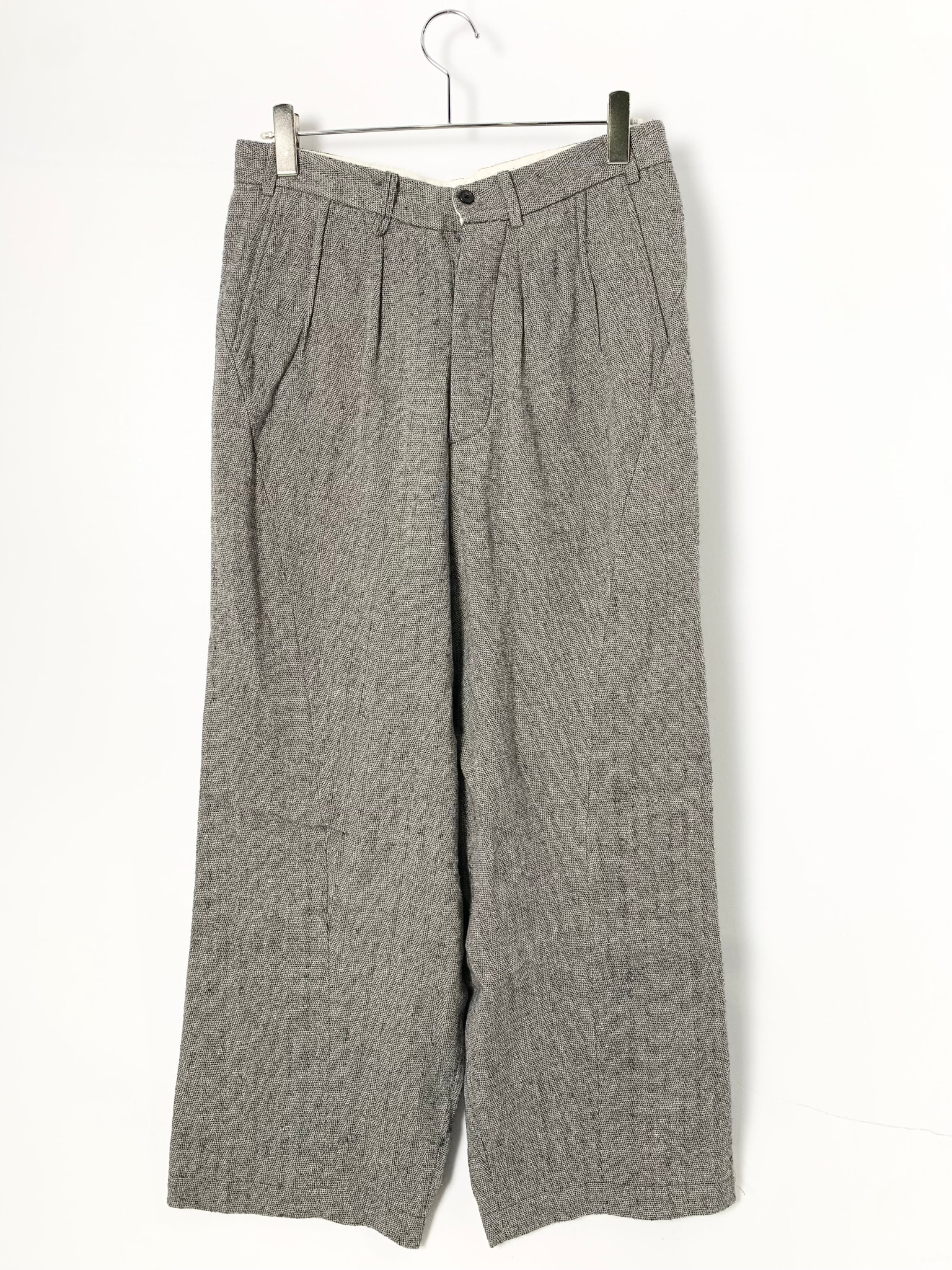 NICENESS H.Joan Linen Alpaca Silk Herringbone Rover Trousers "Gray"
