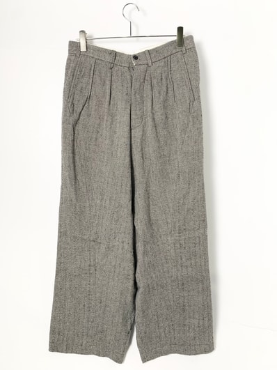 NICENESS H.Joan Linen Alpaca Silk Herringbone Rover Trousers "Gray"