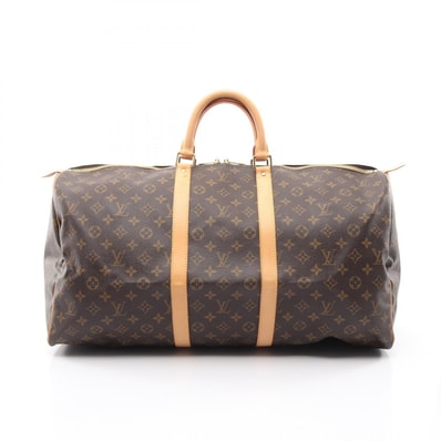 ルイ・ヴィトン LOUIS VUITTON キーポル55 ボストンバッグ バッグ PVCコーティングキャンバス レザー モノグラム メンズ レディース ブラウン系 M41424 【中古】