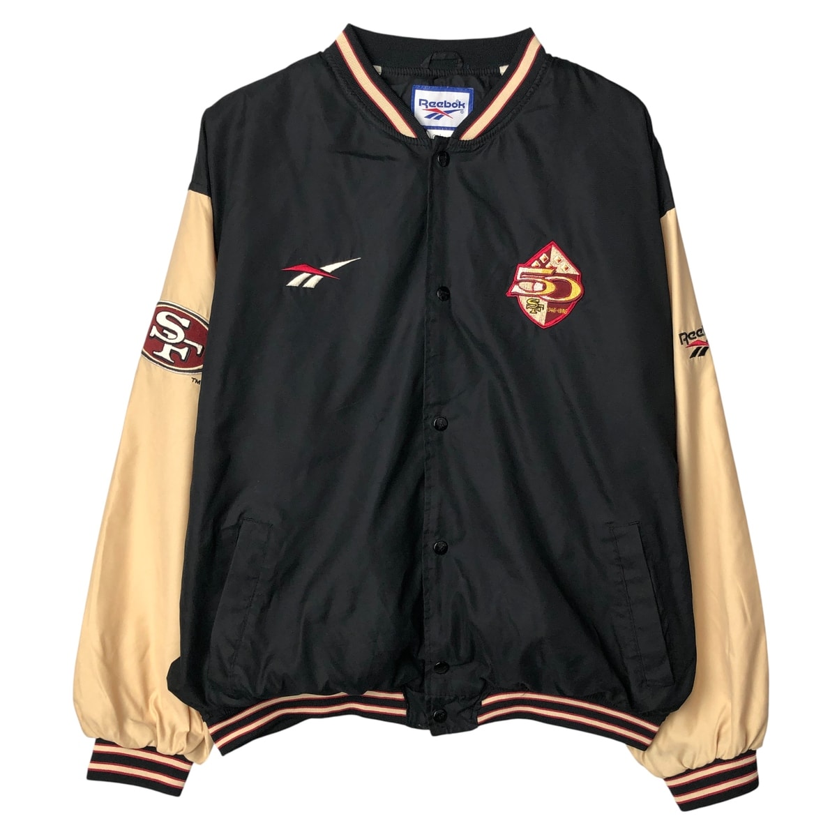 古着 90年代 リーボック Reebok NFL SAN FRANCISCO 49ERS サンフランシスコ フォーティーナイナーズスタジャン アワードジャケット バーシティジャケット メンズL相当 ヴィンテージ/eaa605559