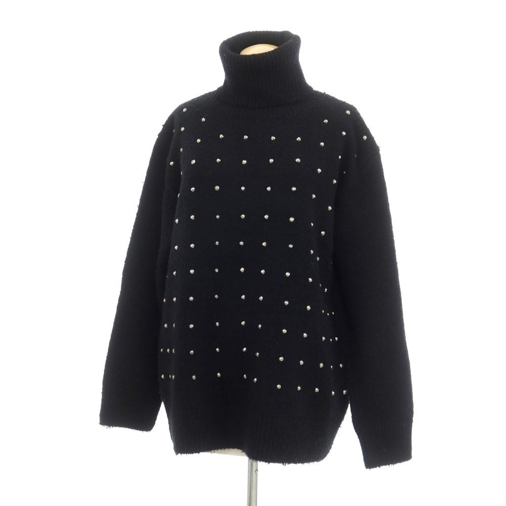 【中古】ジュンヤワタナベ JUNYA WATANABE 2023年秋冬 ウールポリエステルナイロン系 スタッズ タートルネック プルオーバーニット ブラック【サイズS】【レディース】
