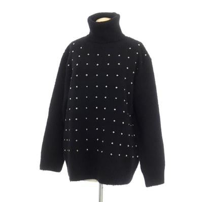【中古】ジュンヤワタナベ JUNYA WATANABE 2023年秋冬 ウールポリエステルナイロン系 スタッズ タートルネック プルオーバーニット ブラック【サイズS】【レディース】