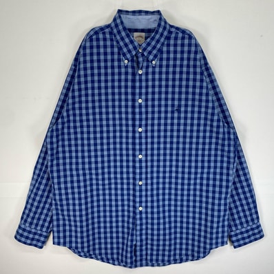 古着 ブルックスブラザーズ Brooks Brothers 長袖シャツ ロゴ 刺繍 ボタンダウン 346 L ブルー系 チェック メンズ