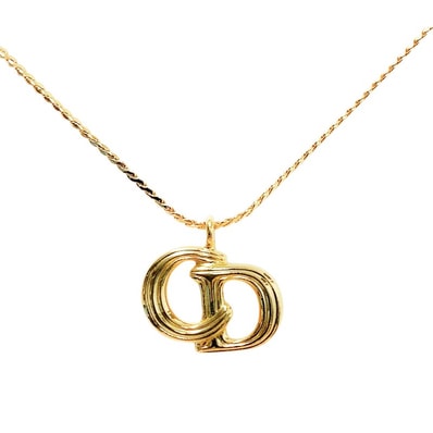 ディオール CDロゴ チェーン ペンダント ネックレス ゴールド メッキ レディース Dior 【中古】