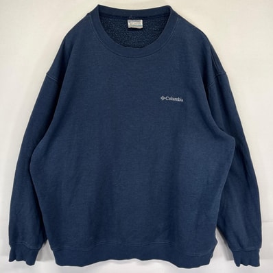 古着 コロンビア Columbia スウェット トレーナー 大きいサイズ ワンポイントロゴ刺繍 プルオーバー アウトドア 2XL ネイビー メンズ
