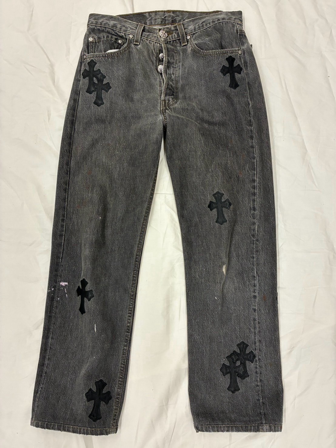 Chrome Hearts x Levi's 501 Cross Patch Denim Pants "Black"
