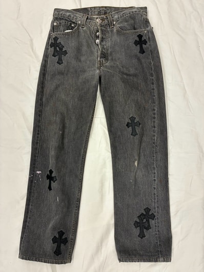 Chrome Hearts x Levi's 501 Cross Patch Denim Pants "Black"