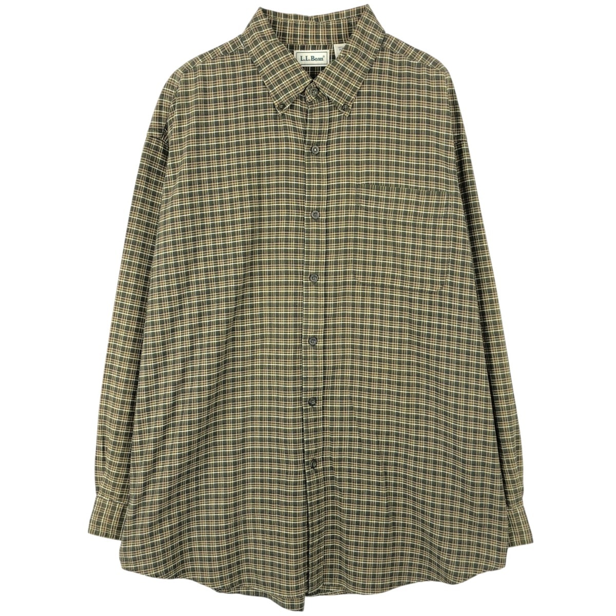 빈티지 의류 ~ 90년대 L.L.Bean 긴소매 버튼 다운 체크 셔츠 남성용 XL 상당 빈티지/EAA652146