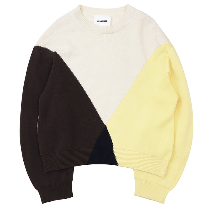 【SALE】JIL SANDER ジルサンダー ニット サイズ 50 メンズ パッチワーク コットン × ウール × ナイロン クルーネック ロングスリーブ 丸首 長袖 トップス マルチカラー イタリア製