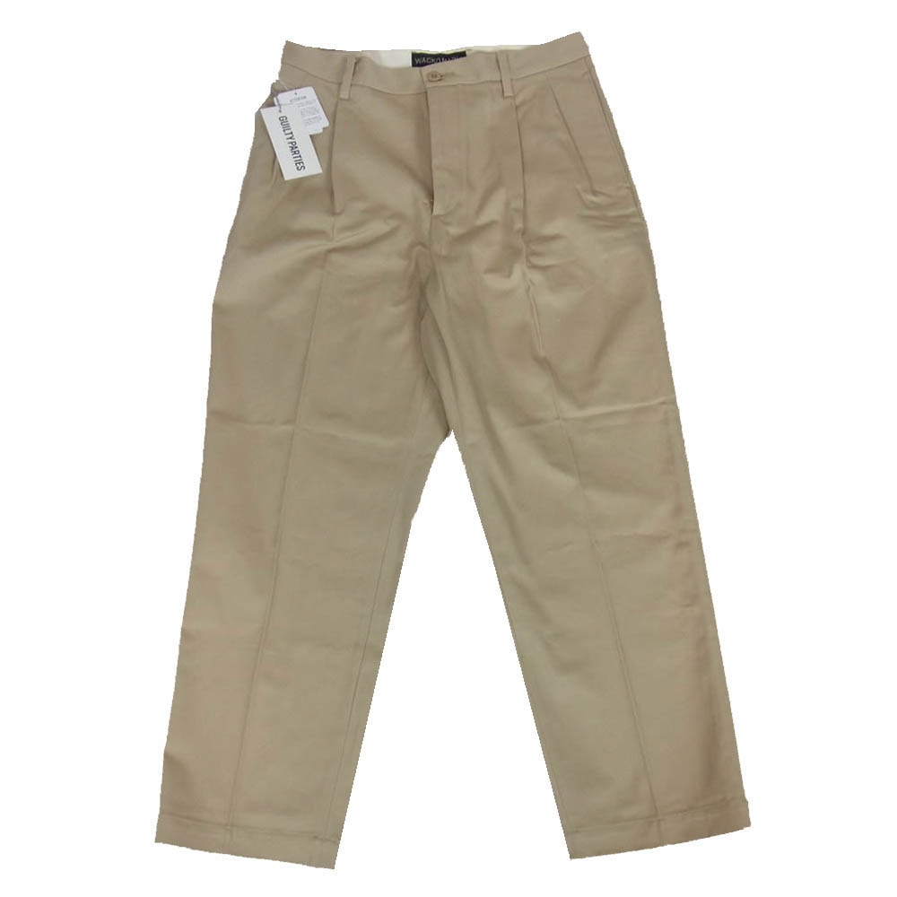 WACKO MARIA ワコマリア 26AW 26FWE-WMP-PT01 DOUBLE PLEATED CHINO TROUSERS チノ トラウザーズ パンツ ベージュ系 L【極上美品】【中古】