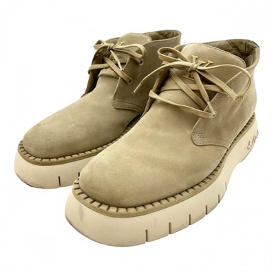 LOUIS VUITTON ルイヴィトン ブーツ スクエアライン アンクルブーツ モノグラム ショートブーツ 靴 6 1/2 スウェード ベージュ メンズ【中古品】