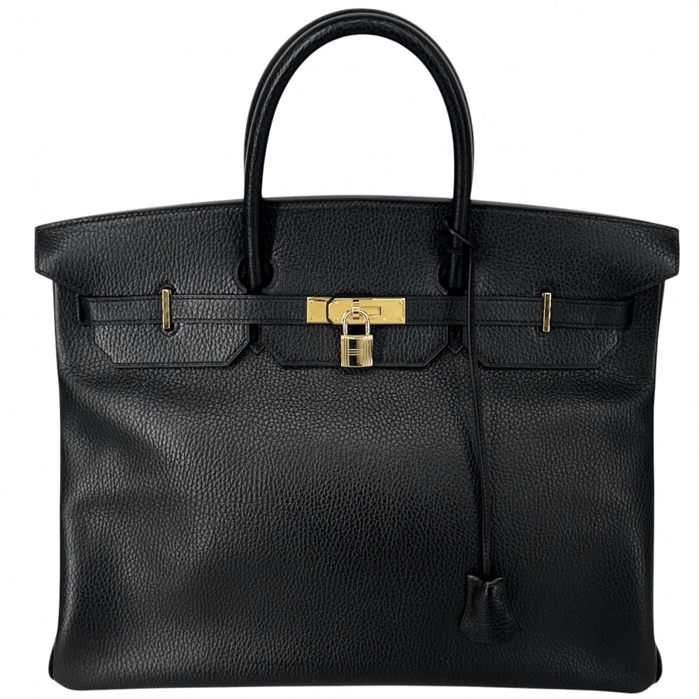 HERMES エルメス ハンドバッグ バーキン40 内縫い メンズ レディース 鞄 かばん 〇W刻印 レザー ブラック 黒 ゴールド金具 ユニセックス 1993年【中古品】