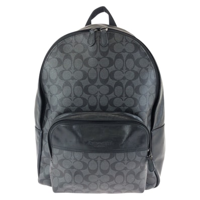 COACH コーチ シグネチャー ブラック 黒 ガンメタ金具 PVC レザー/ リュック・デイパック バックパック 601987 【中古】