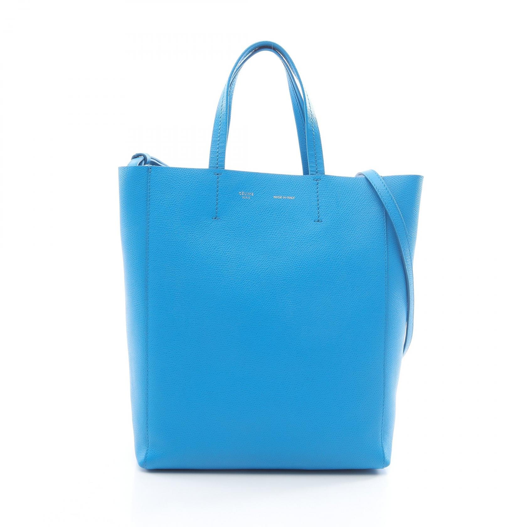 セリーヌ CELINE バーティカル スモール カバ トートバッグ バッグ レザー レディース ブルー系 【中古】