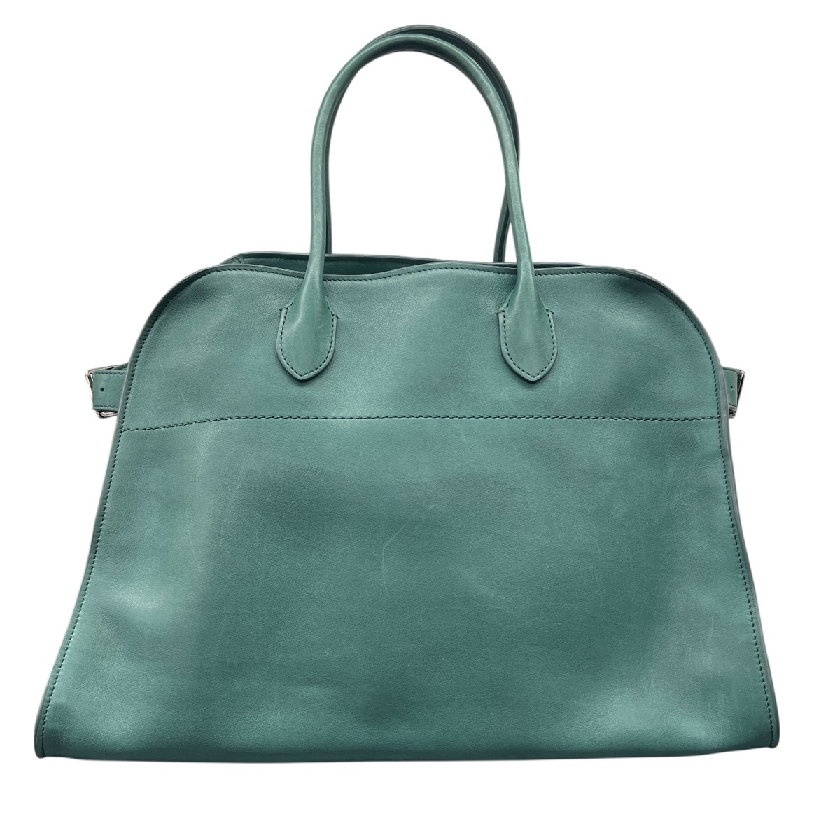 THE ROW 希少カラー 美品 ザロウ Soft Margaux 15 ソフト マルゴー 15 トートバッグ レザー グリーン ハンドバッグ レディース メンズ ユニセックス ABランク 中古 鑑定済 ザロウバッグ