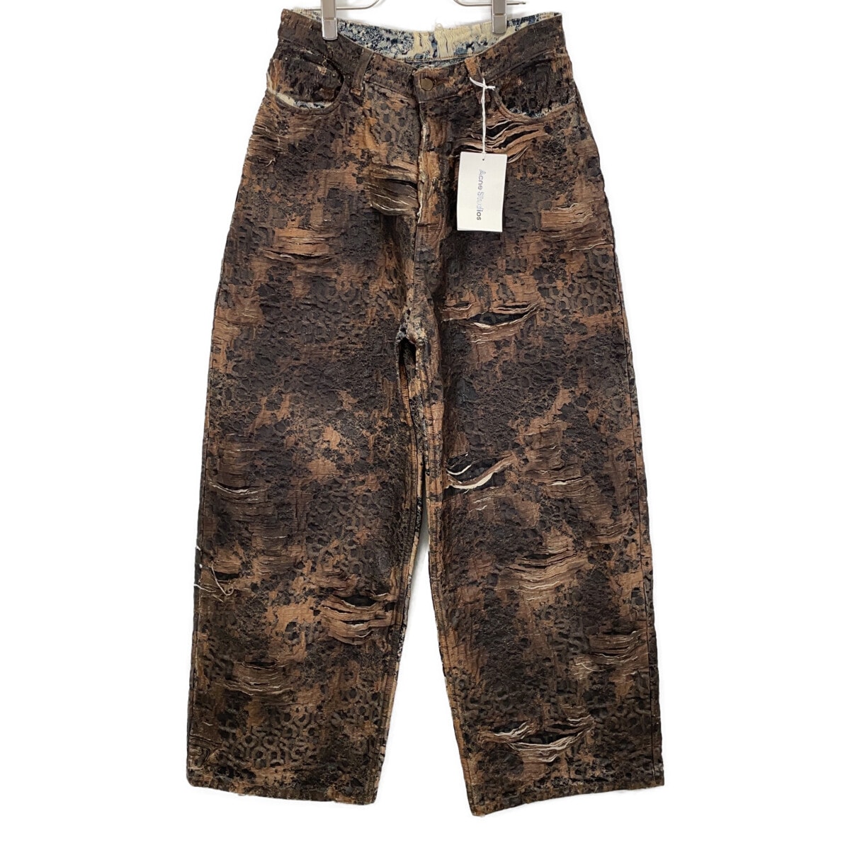 アクネ ストゥディオズ 25SS B00406ー700 ブラウン ワイドレッグディストレストコーティングジーンズ 27