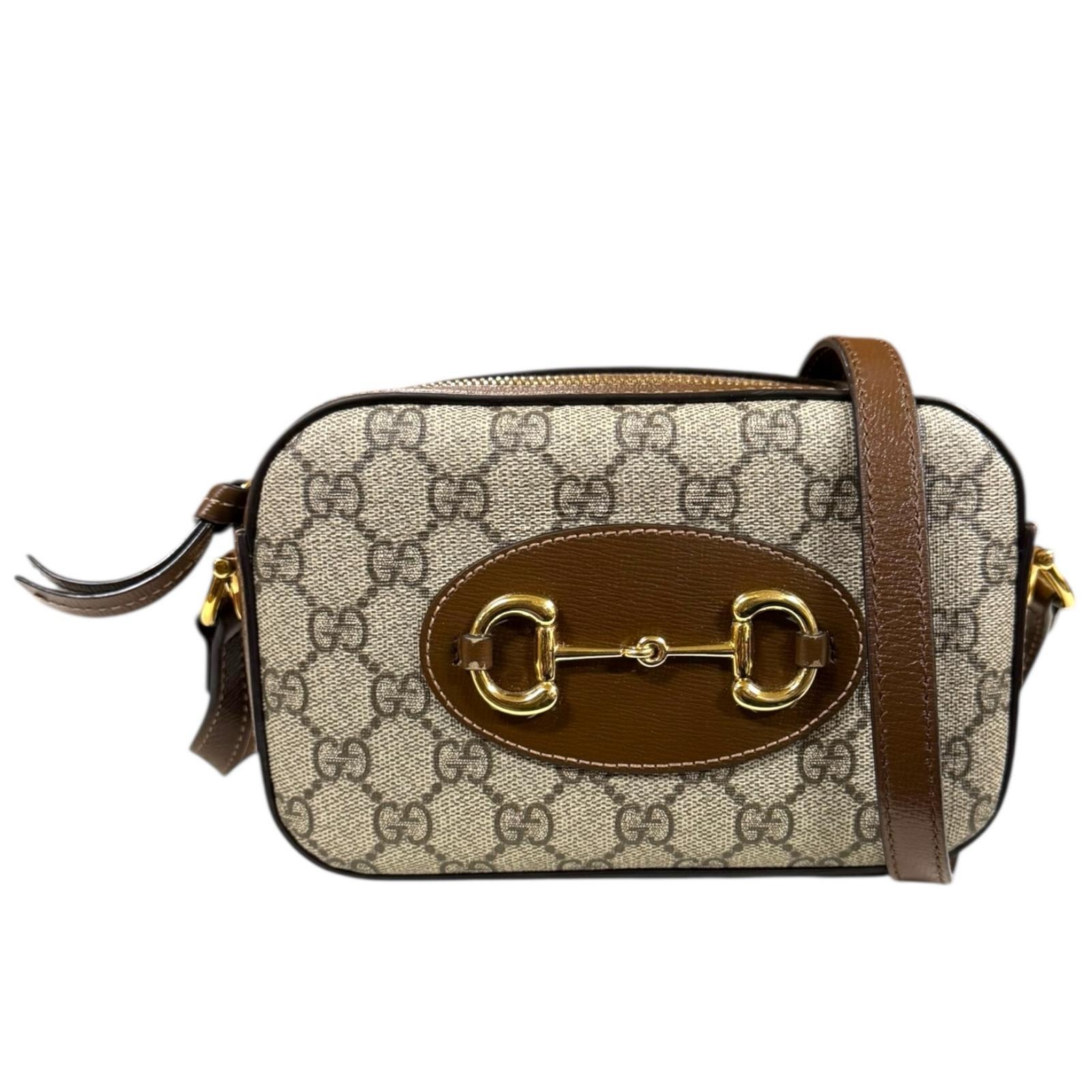 グッチ ホースビット 1955 ショルダーバッグ GGスプリームキャンバス 760196 ブラウン レディース GUCCI  中古