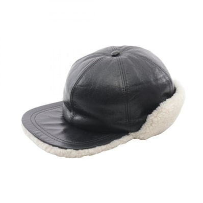 ディオール Dior イヤーマフ キャップ 帽子 ムートン ラムレザー メンズ レディース ブラック系 15ORG919A70190057 【中古】
