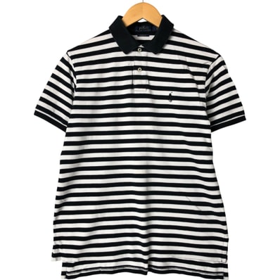 古着 ラルフローレン Ralph Lauren POLO RALPH LAUREN CUSTOM FIT 半袖 ボーダー ポロシャツ メンズL相当/eaa552185