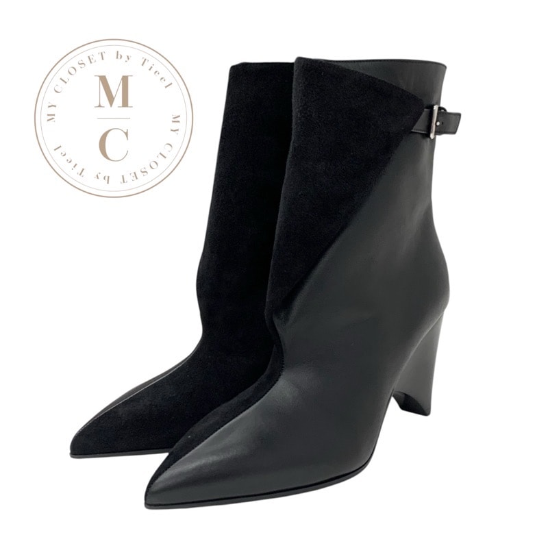 エルメス HERMES ハナエ ブーツ ショートブーツ 靴 シューズ スエード レザー ブラック 黒