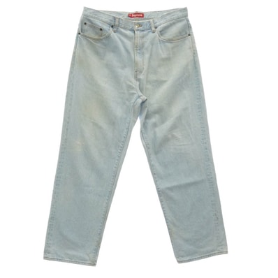 Supreme シュプリーム 24SS Baggy Jean バックポケットロゴ刺繍 バギー ジーンズ デニムパンツ ライトブルー系 34【中古】