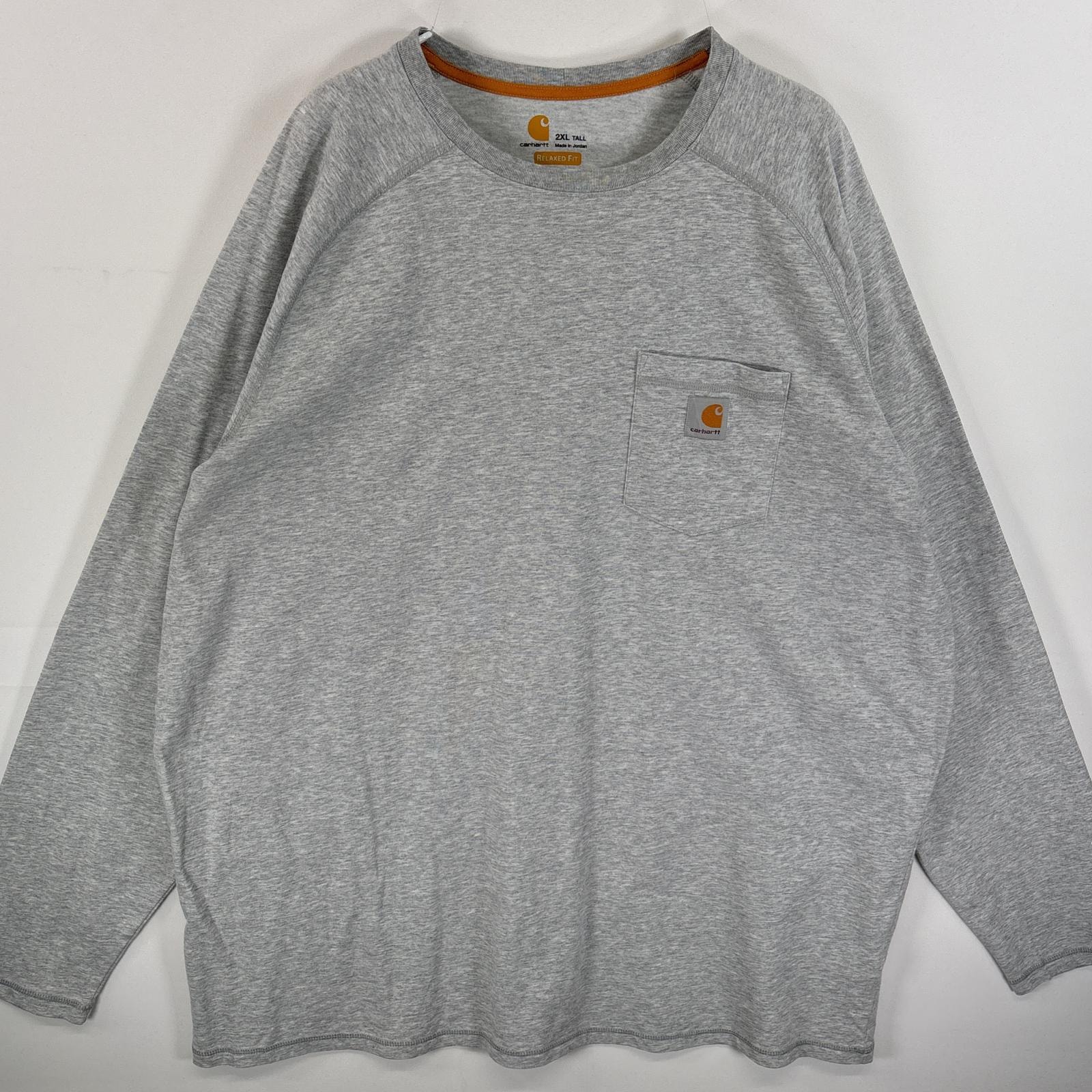 古着 カーハート Carhartt 長袖Tシャツ ワンポイント ロゴ ラグラン FORCE 2XL グレー 無地 メンズ