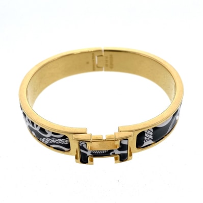 HERMES エルメス クリックH クリックアッシュ PM バングル 700001 ゴールド ブラック レディース【中古】